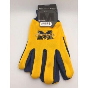 Michigan Wolverines NCAA Sport Utility Gloves Maize‎ Blue Knit Work Gloves NWT